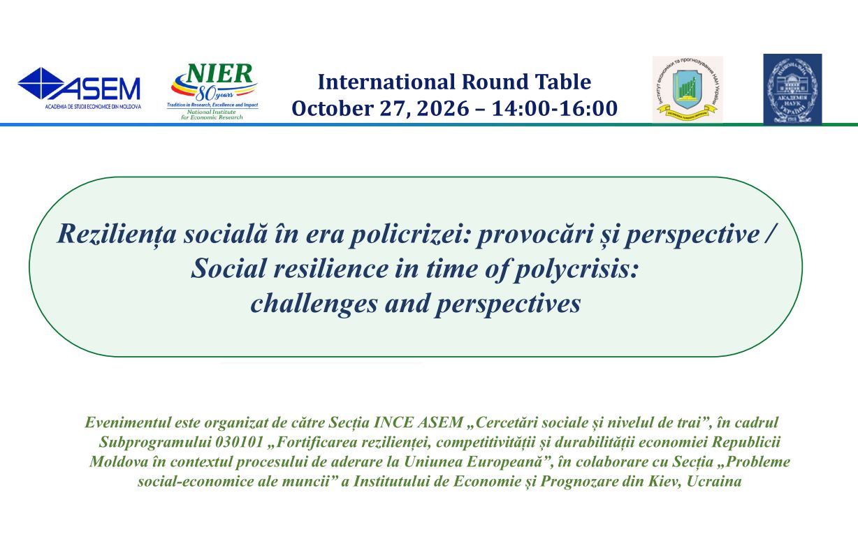 Invitație la masa rotundă internațonală cu genericul “Reziliența socială în era policrizei: provocări și perspective / Social resilience in time of polycrisis: challenges and perspectives”